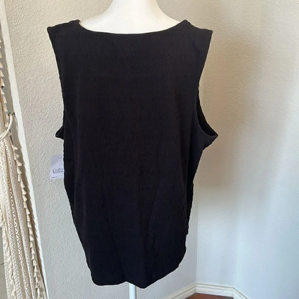 croft & barrow Women's Sleeveless Plus Size Top - Black - Size 2X